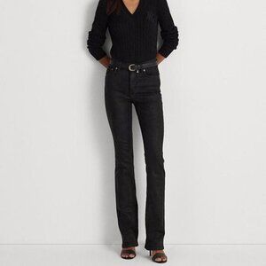 Ralph Lauren Black Label Wax Coated High Rise  Black Jeans Sz 6